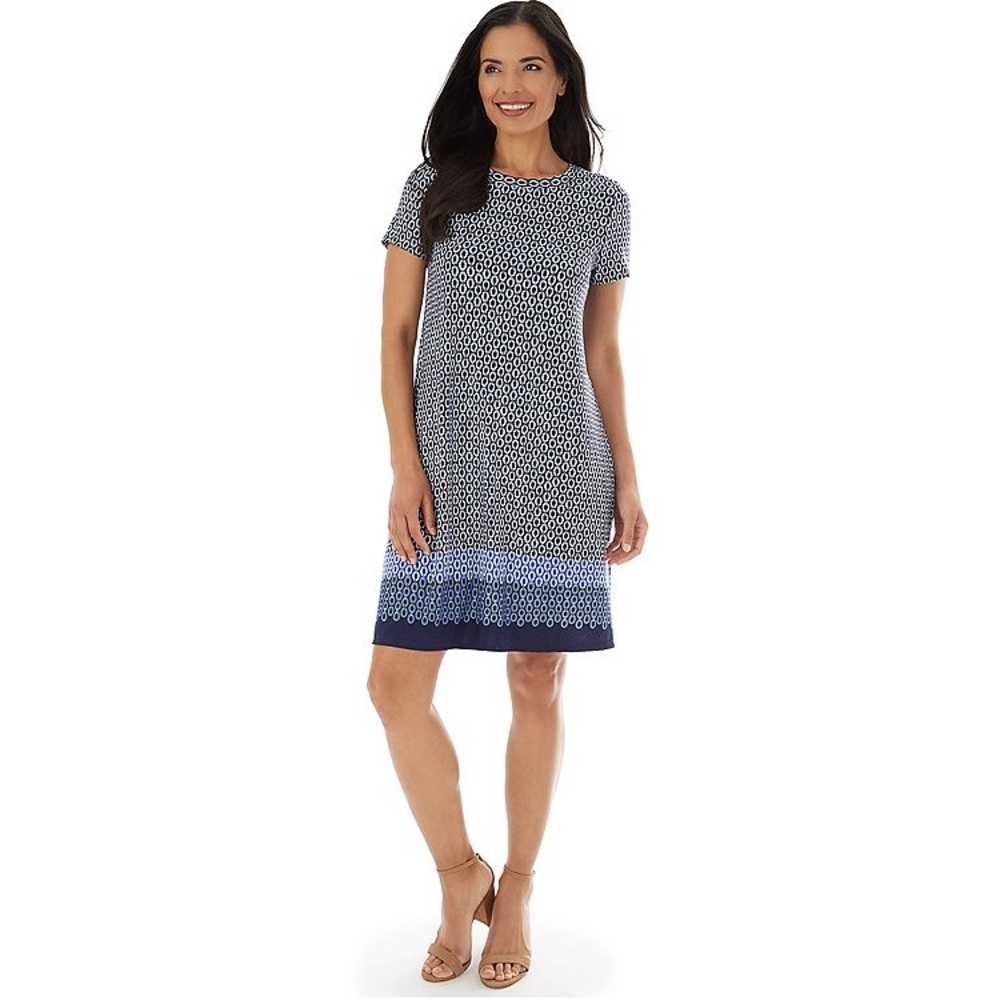 Apt. 9 Blue and White Sundress Crew Neck Midi